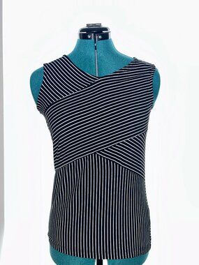 Tahari Black and White Stripped Tank Top, XS